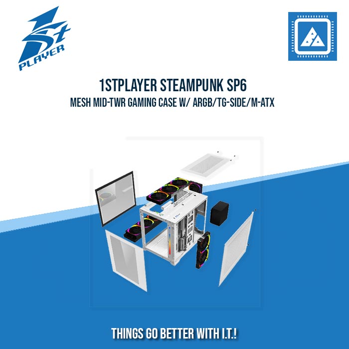 1STPLAYER STEAMPUNK SP6-G TG-FRONT MID-TWR GAMING CASE W/ ARGB/TG-SIDE/M-ATX (BLACK) 1STPLAYER STEAMPUNK SP6-G TG-FRONT MID-TWR GAMING CASE W/ ARGB/TG-SIDE/M-ATX (BLACK)